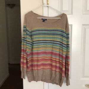 Old Navy Long sleeve sweater. Camel with multicolored stripes
